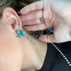 Turquoise 3 Stone Cluster Genuine Stud Earring