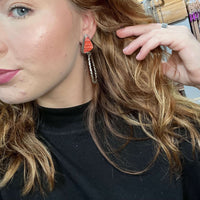 Red Spiny Triangle Movable Hoop Sterling Silver Earring