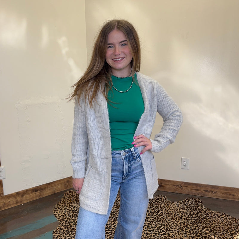 Super Soft Silver Grey Long Sleeve Sweater Cardigan