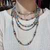 20 inch Multistone Patterned Navajo Pearl Genuine Necklace.