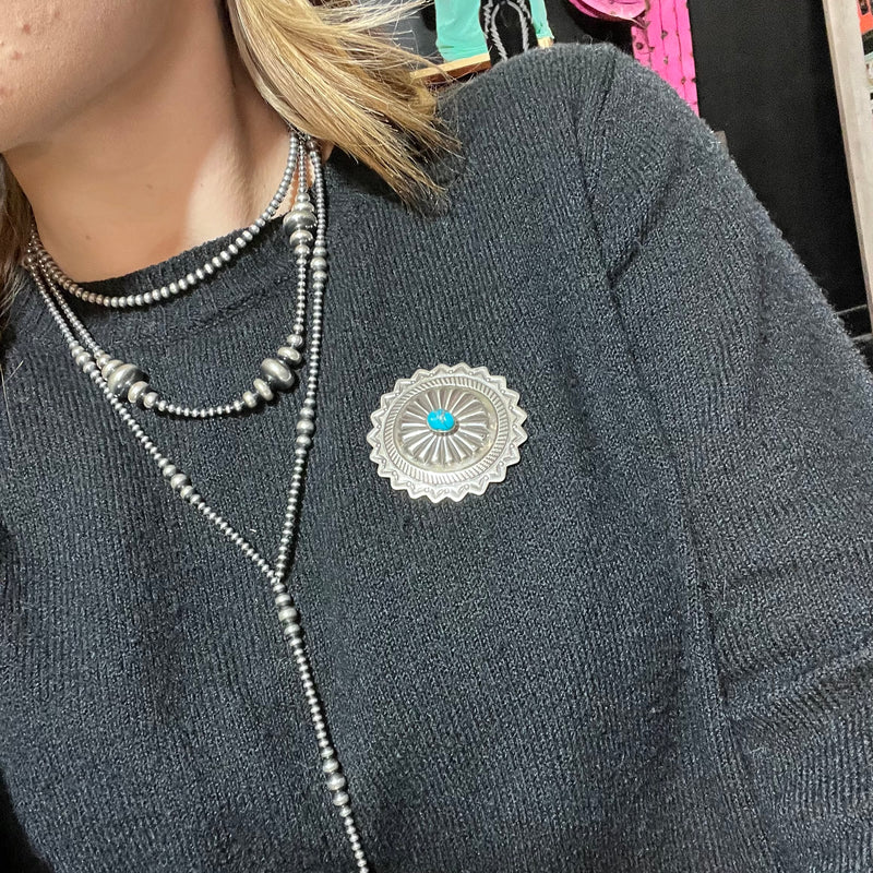 Vintage Turquoise Concho Hat Genuine Pin