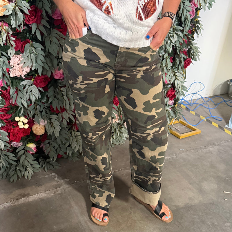 RISEN Camouflage Wide Leg Jeans