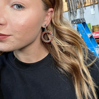 Unique Zuni Coral Dangle Post Sterling Silver Earring