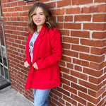 Red With Animal Print Lined Blazer