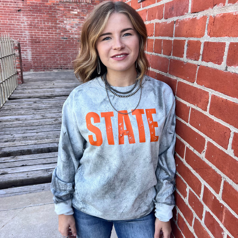 Grey Marble Orange STATE Comfot Color Sweatshirt.