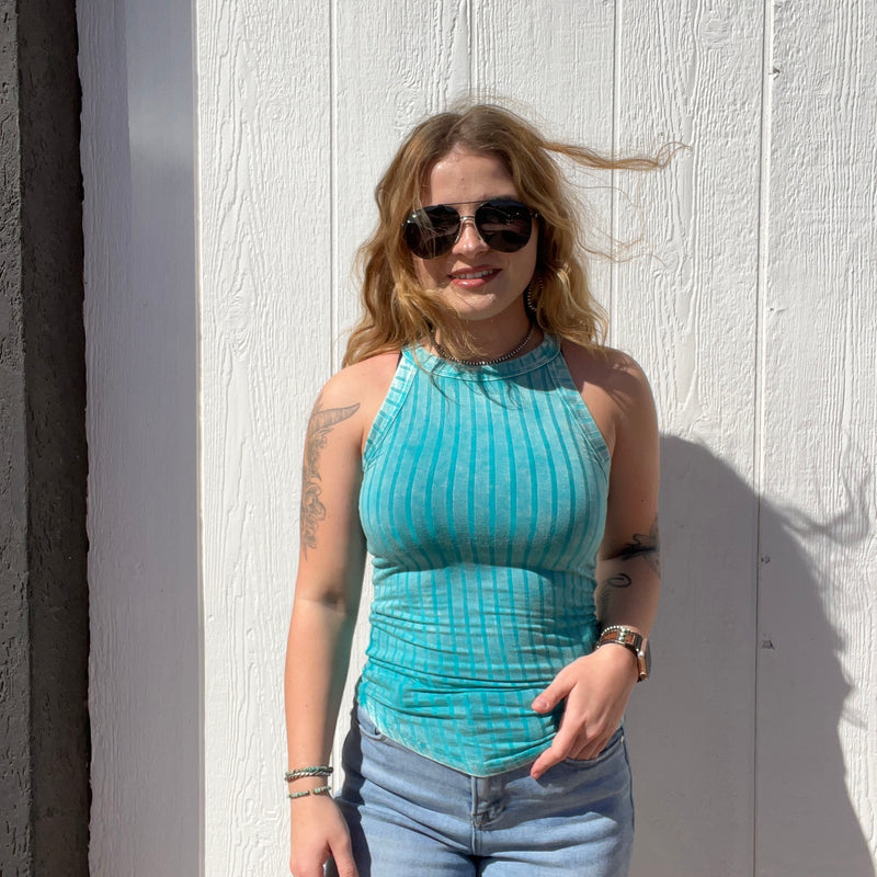 Turquoise Faded Tank Top