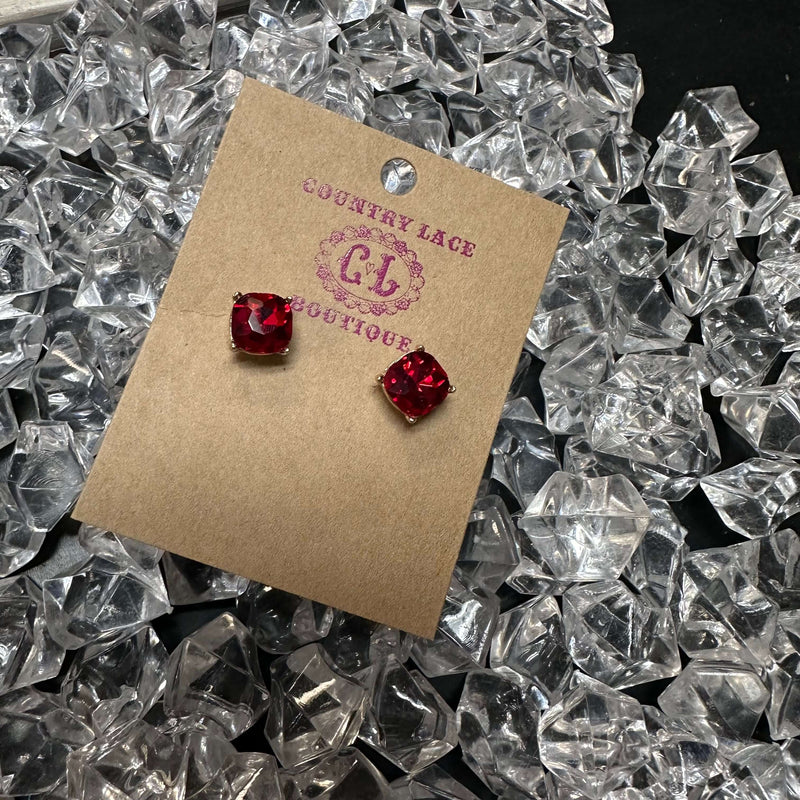 Little Red Crystal Stud Fashion Earring