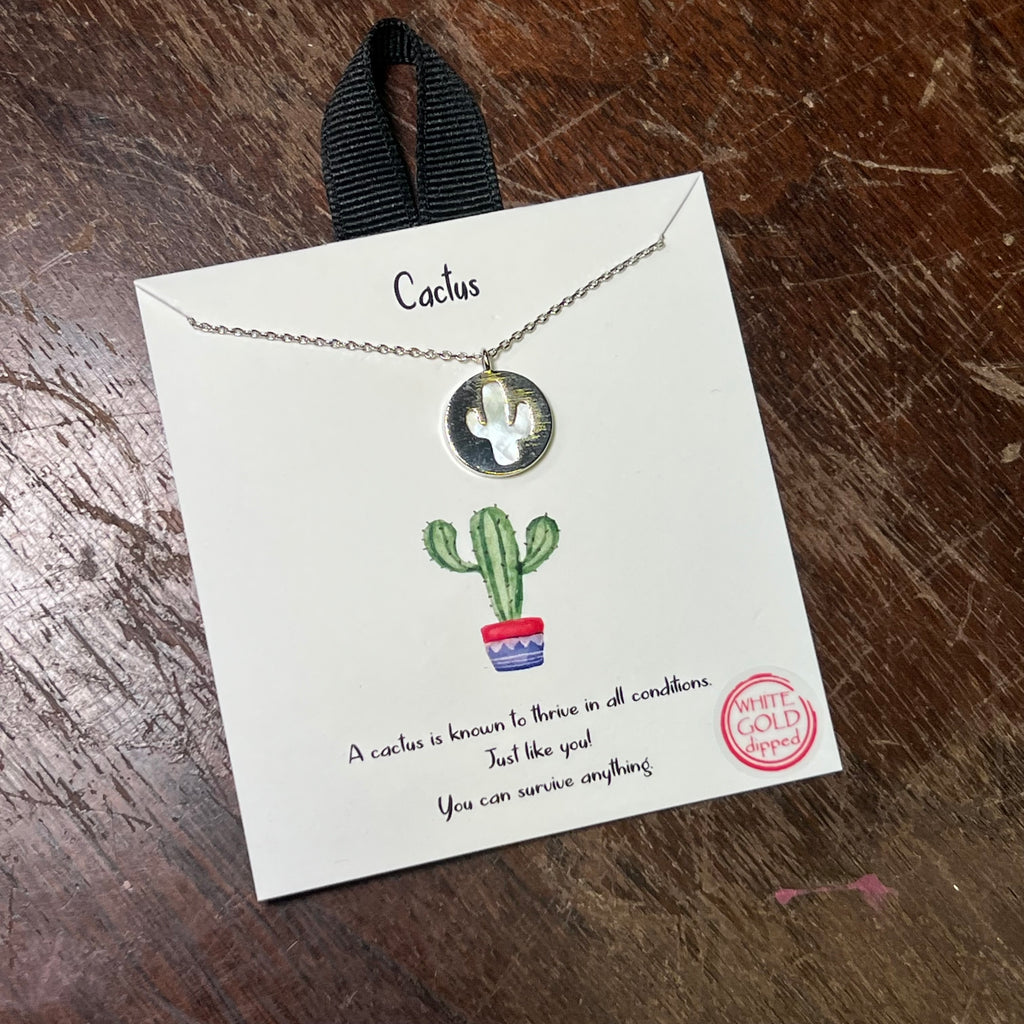 Dainty Cactus Silver Fashion Necklace
