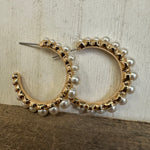 Fancy Pearl Gold Hoop Fashion Earrings