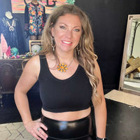 black ribbed bralette crop top
