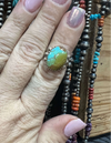 Oval Turquoise Triple Shank Sterling Silver Ring / size 6.5