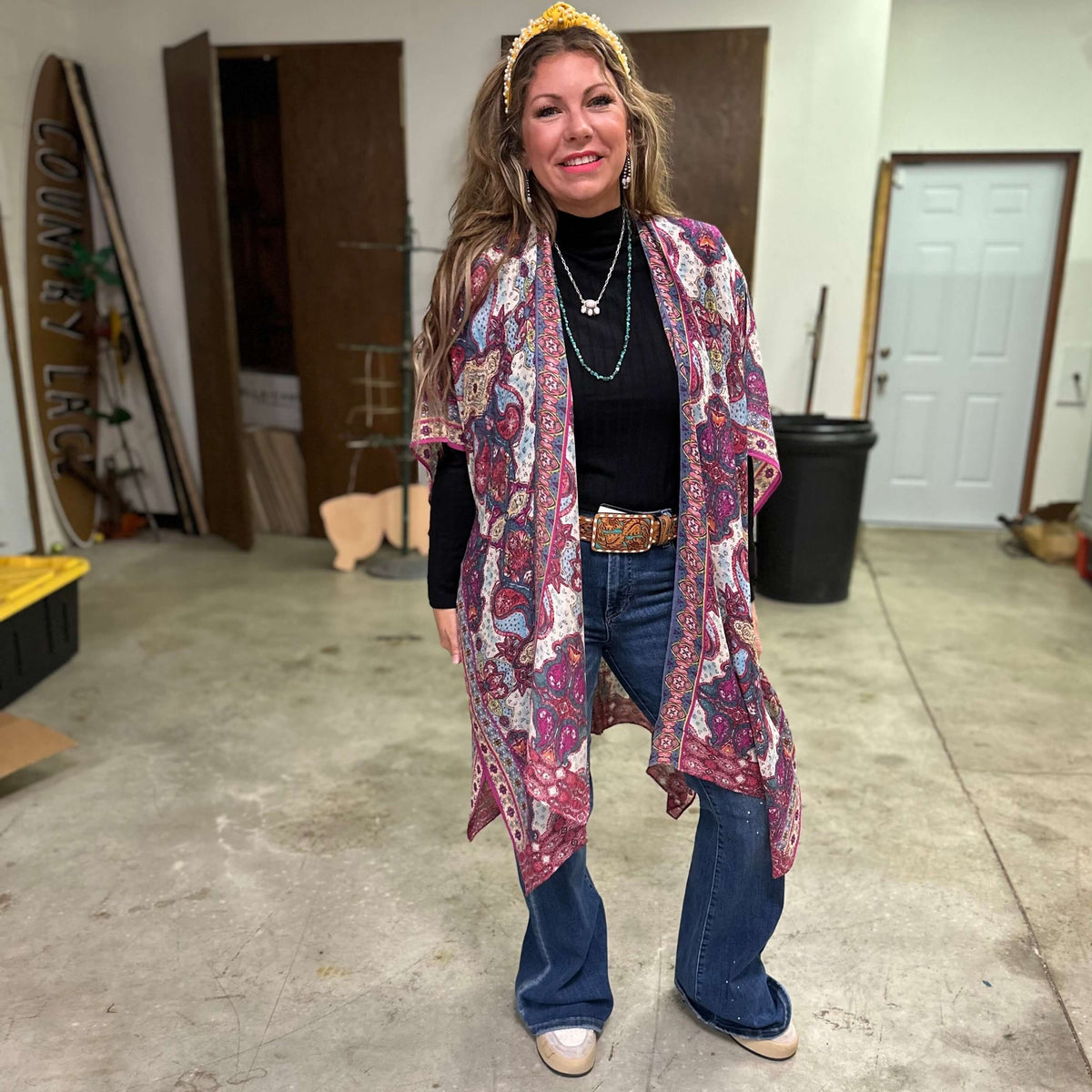 Pink and Blue Kaleidoscope Kimono Cardigan