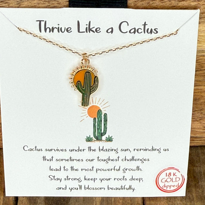 Cactus sunrise gold fashion necklace