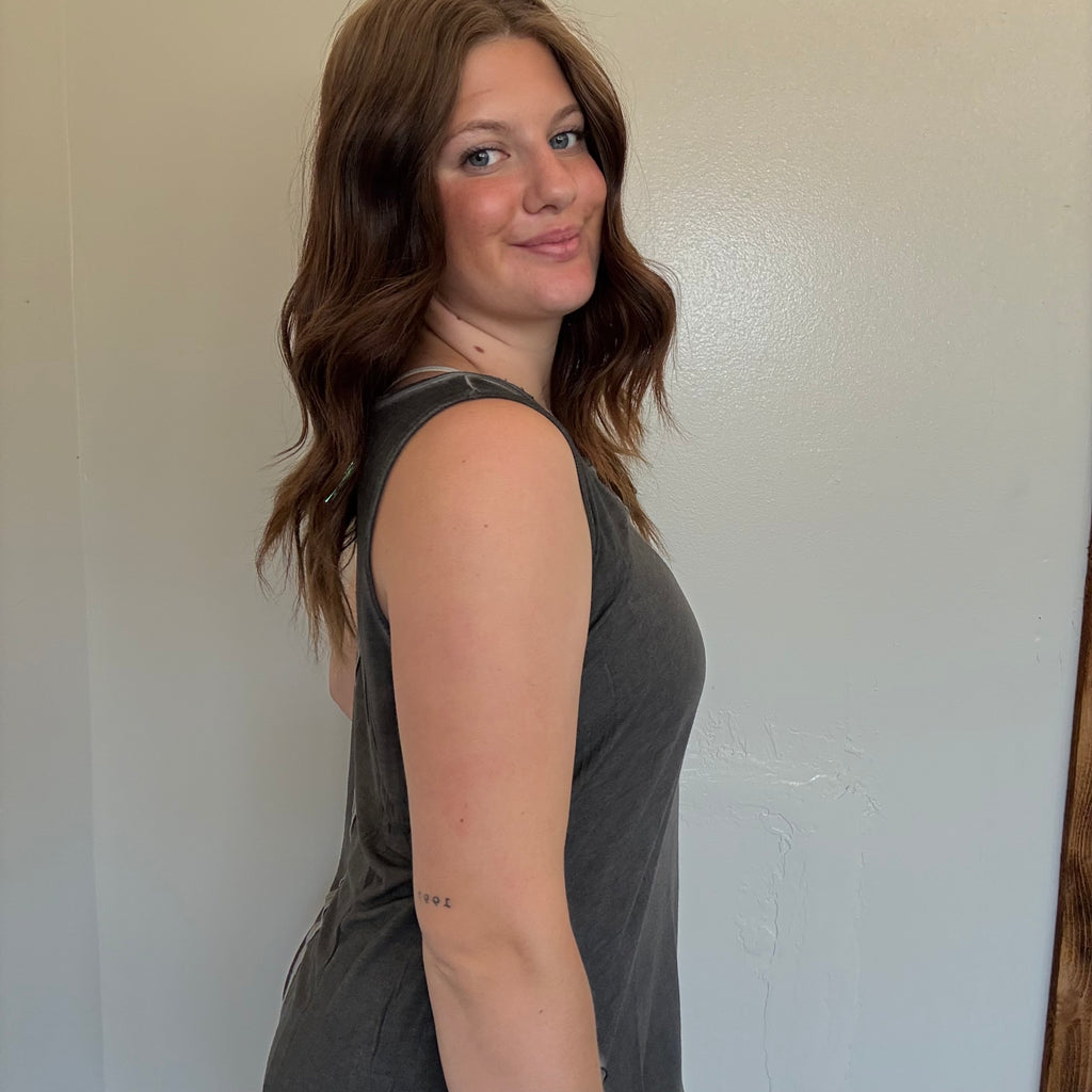 Charcoal Gray Inside Out Flowy Tank Top1