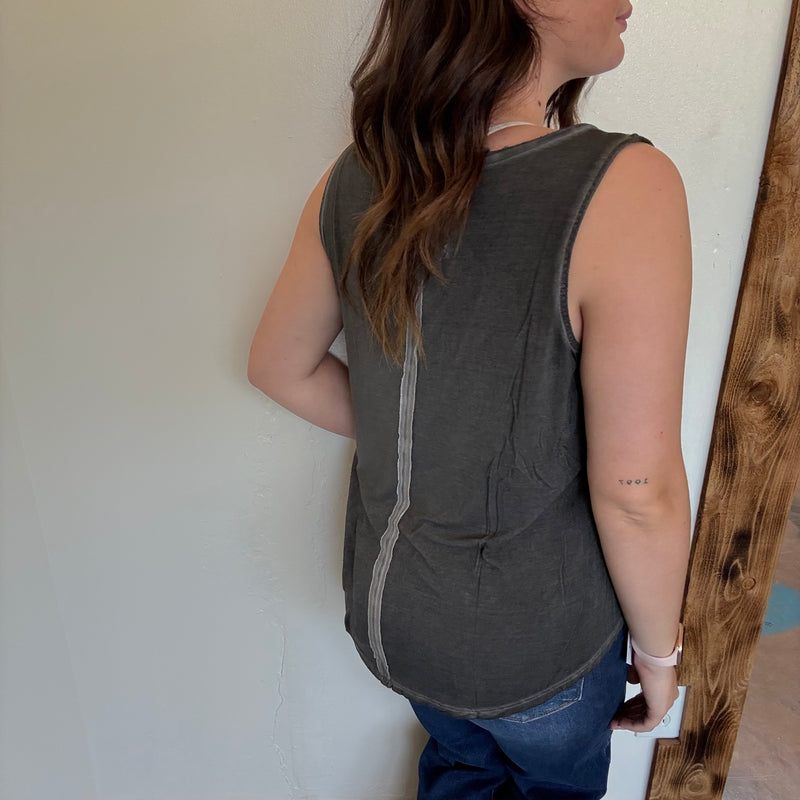 Charcoal Gray Inside Out Flowy Tank Top2