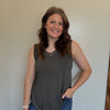 Charcoal Gray Inside Out Flowy Tank Top
