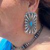 Concho Post Turquoise Big Genuine Earring.1