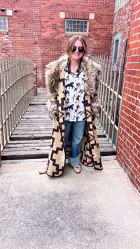 Long Tan and Brown Fur Duster/Jacket.