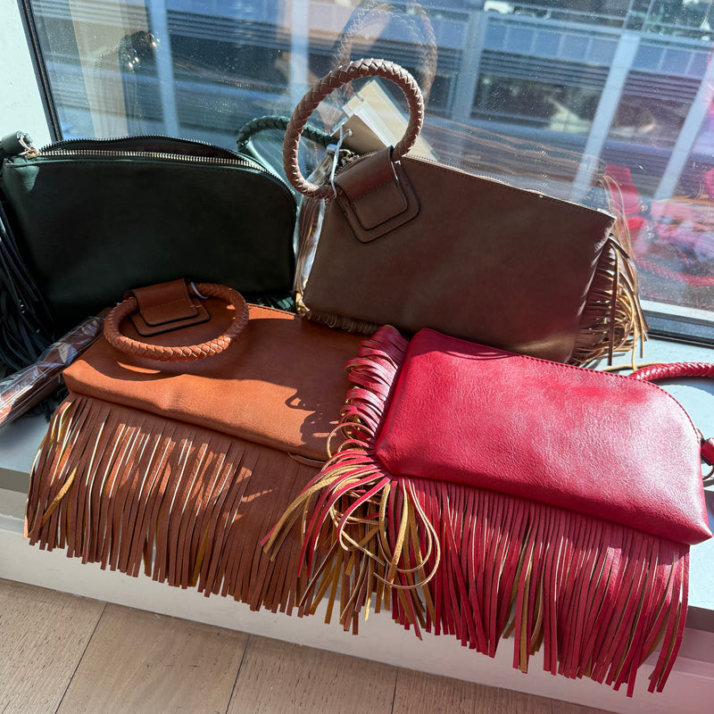 Bangled Braided Fringed Clutch Purse