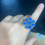 Blue Lapis Cluster Ajustable Genuine Ring