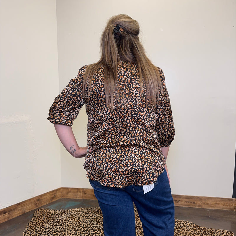 brownleopardtieneckplussizetop