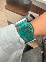 Turquoise Tooled Leather Watch Band