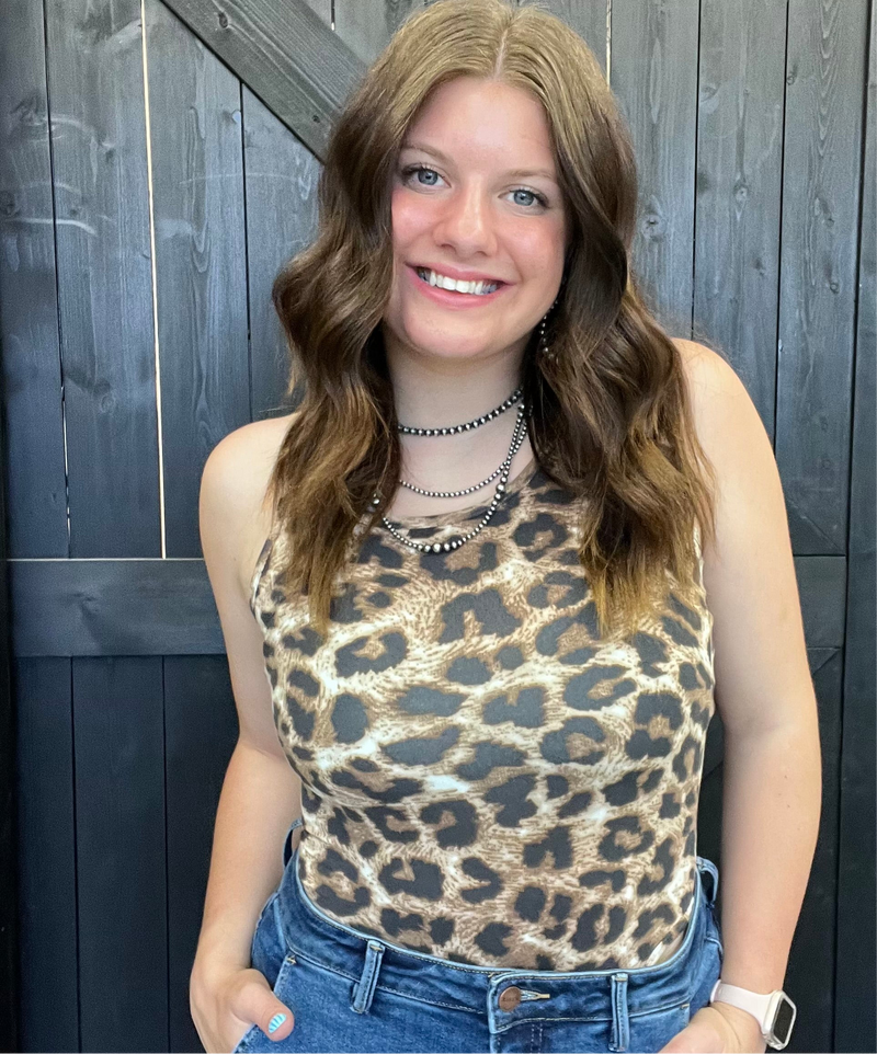 Animal Print Tank Top Bodysuit