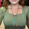 Naja with Big Turquoise and Red Coral Sterling Silver Necklace Pendant