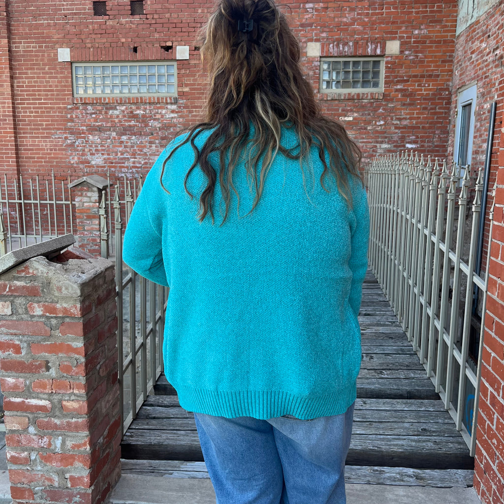 Turquoise Big Pocket Soft Cardigan