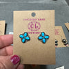 4 Stone Floral Detail Turquoise Stud Genuine Earring