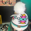 White and Pink Soutwestern Tribal CC Beanie