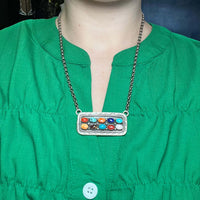Multi Colored Stamped Detail Sterling Silver Necklace
