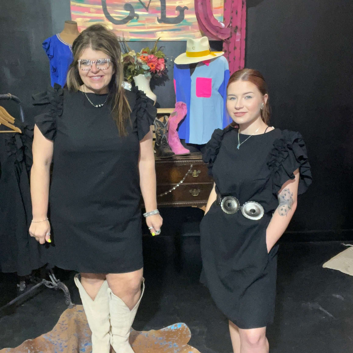 Black Leather Concho Belt Medium
