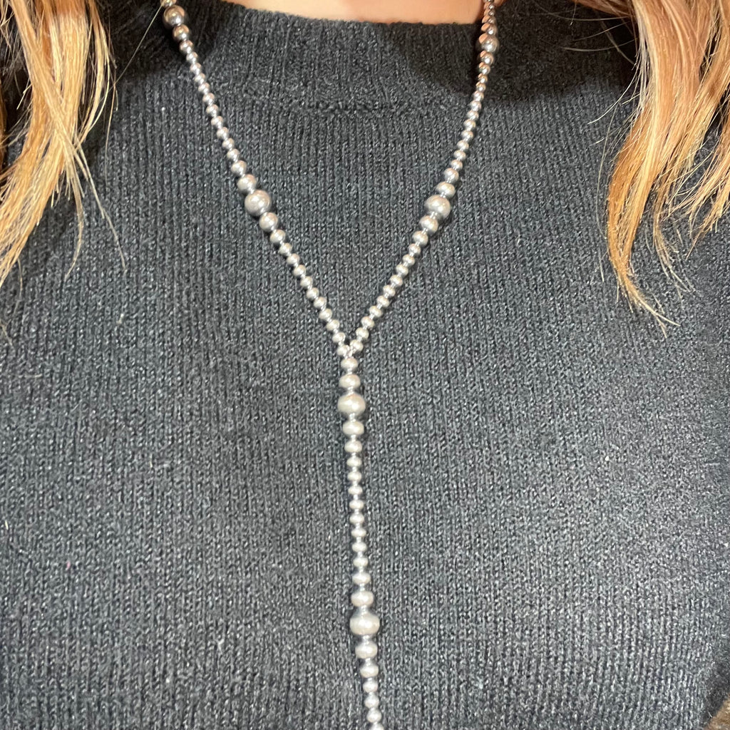 18 inch 4, 5, 6, 7, 8mm Lariat Navajo Pearl Genuine Necklace