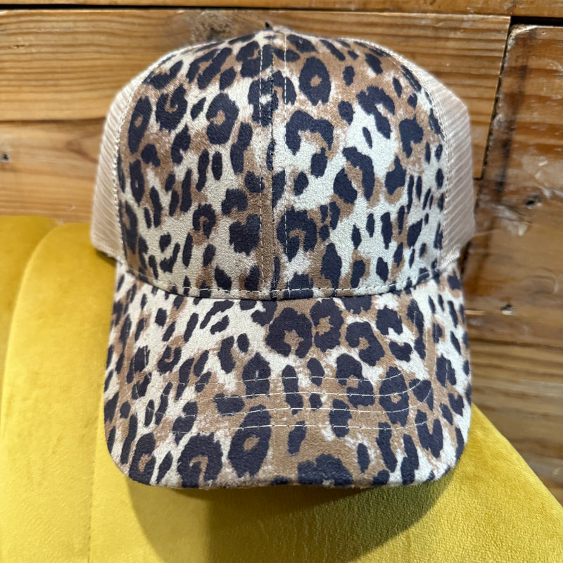 Leopard Pony Tail Criss Cross C.C.Hat