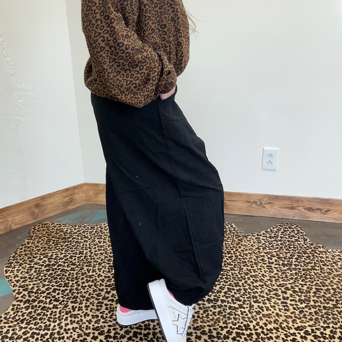 Gangster Black Elastic Waist Joggers