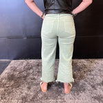 Sage Green Risen Crop Tummy Control Jeans