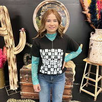 Turquoise Winter Wonderland Mesh Long sleeve Top