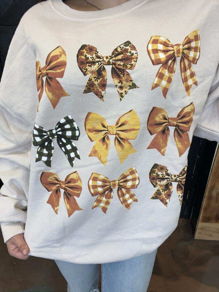 Tan Fall Bow Sweatshirt