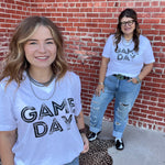 Game Day White with Black V Neck T-shirt.