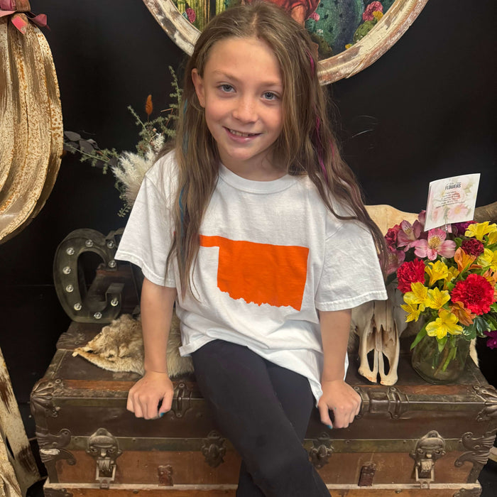 Orange Oklahoma Youth Large Crew Neck T-shirt