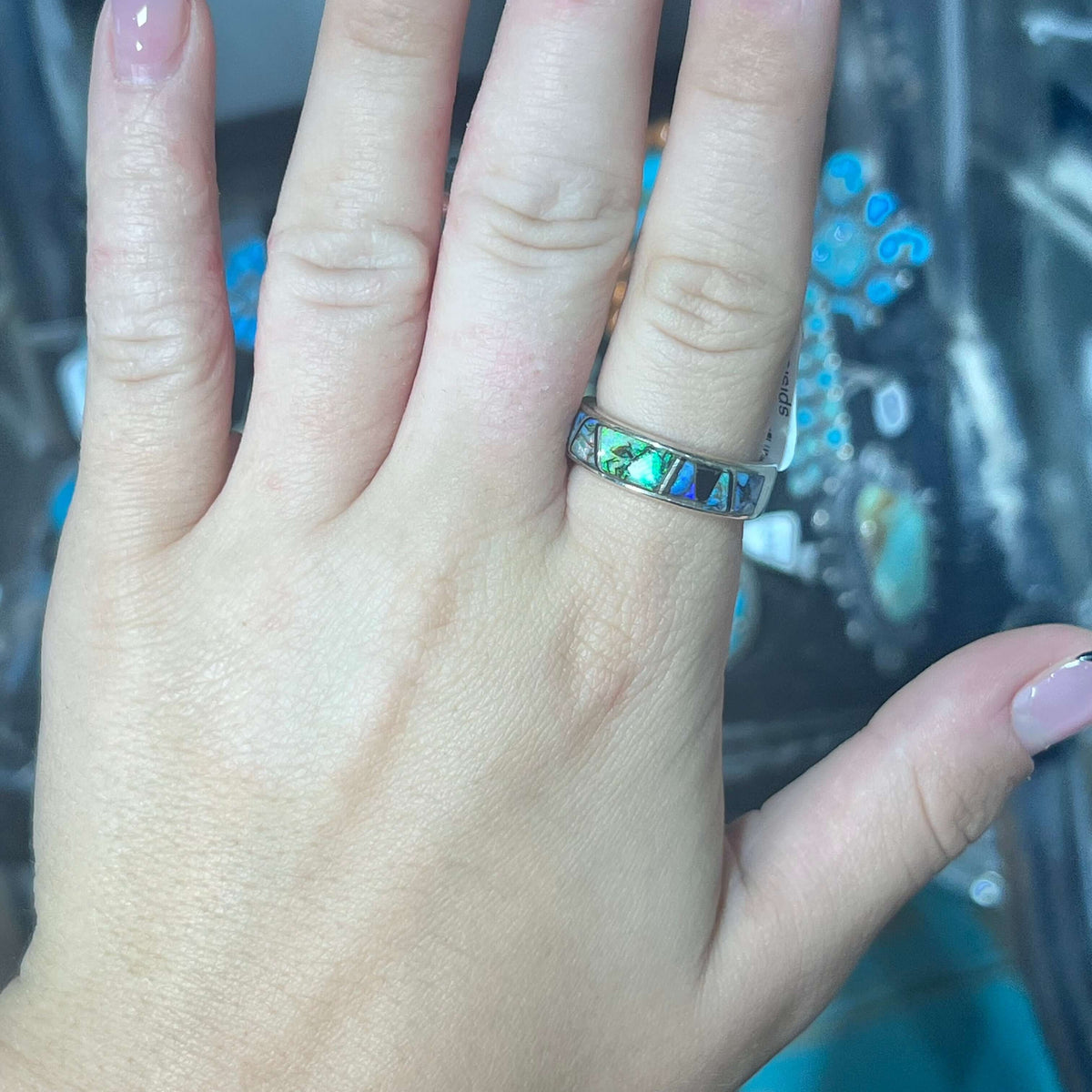 Spider Opal Inlay Sterling Silver Ring
