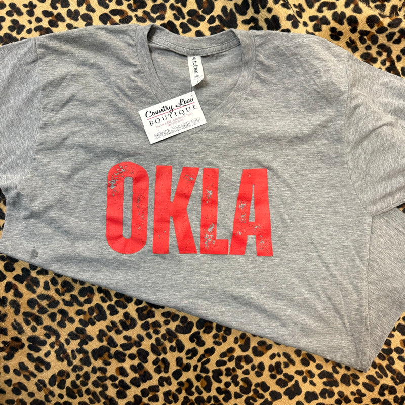 OKLA Heather Grey V Neck T-shirt