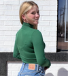 Dark Green Mock Turtle Neck Bodysuit Top