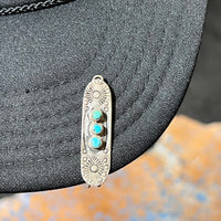 Vintage Turquoise Hat Sterling Silver Pin or Hair Pin