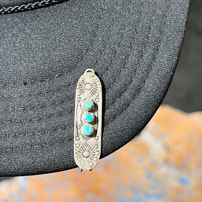 Vintage Turquoise Hat Sterling Silver Pin or Hair Pin