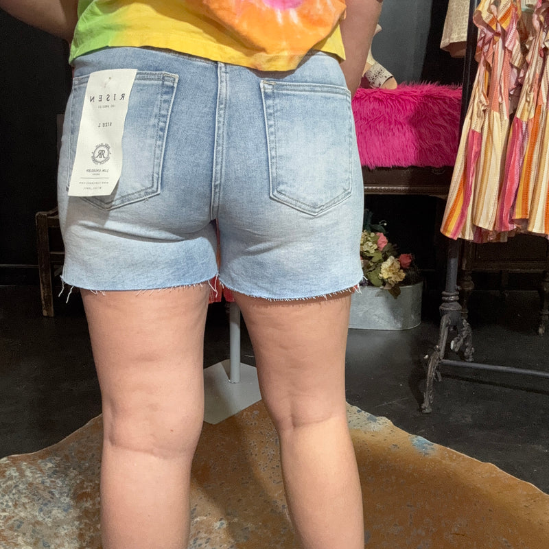 Risen Light Wash Denim Cut Off Shorts