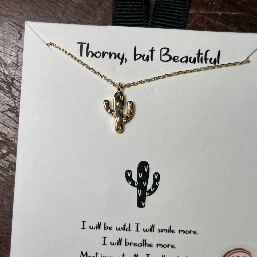 Dainty Cactus Gold Fashion Necklace