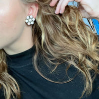 Pink Conch Cluster Post Sterling Silver Earring