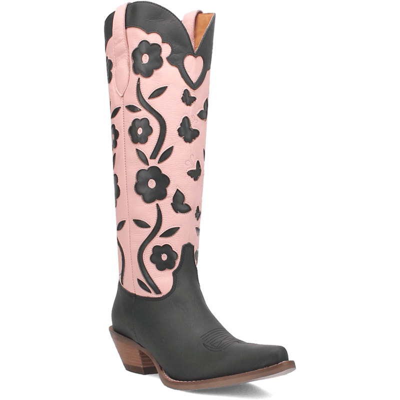 GOODNESS GRACIOUS LEATHER BOOT - BLACK/PINK Dingo Boot (DS)